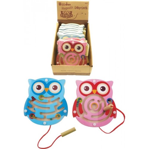 Wooden Owl Magnetic Maze