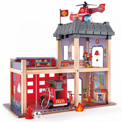 Hape Fire Station Playset Truck and Helicopter Rescue