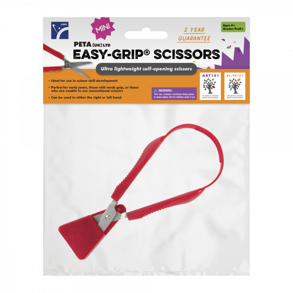 PETA Mini Easi-Grip Scissors, Stainless Steel Blade, Maroon/Red