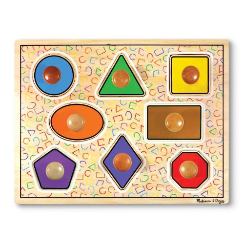 Deluxe Jumbo Knob Wooden Puzzle - Geometric Shapes (8 pcs)