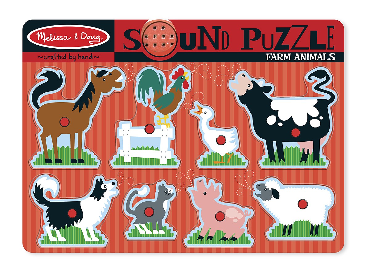 MELISSA & DOUG 8-tlg 10726 Puzzle Farm mit Sound Holzspielzeug NEU mehrfarbig 