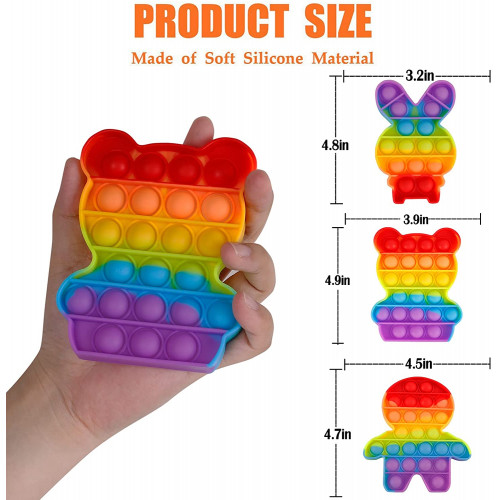 Rainbow Bear Pop It Push Bubble Fidget Toy