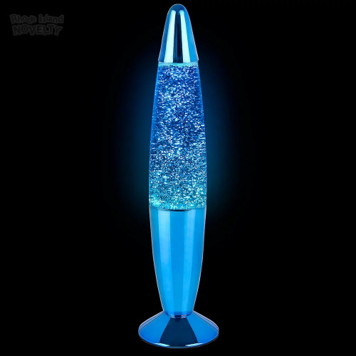 13" Metalic Blue Glitter Lamp